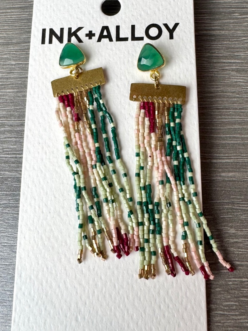 New Ink + Alloy McKenzie Brass Bar Fringe Earrings
